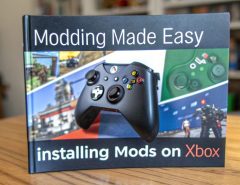 Guidebook cover showing 'Modding Made Easy: Installing Mods on Xbox' with an Xbox controller and game-themed graphics