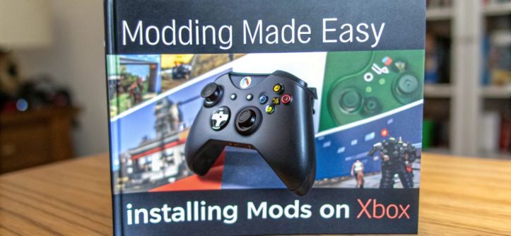 Guidebook cover showing 'Modding Made Easy: Installing Mods on Xbox' with an Xbox controller and game-themed graphics