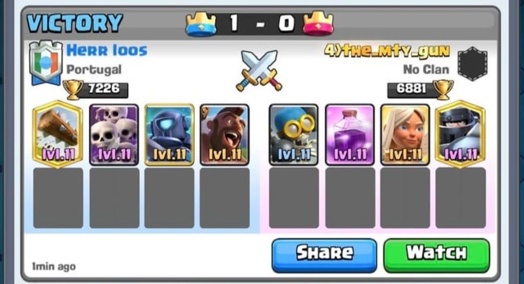 Example of colored name customization feature in Clash Royale mobile game with blue text display