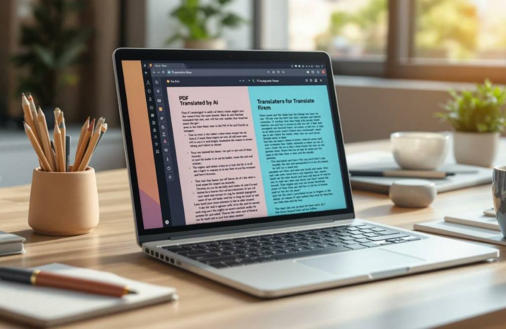 Comparison chart of free AI translators with accuracy scores for PDFs and web content.