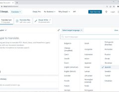 Screenshot of DeepL Translator interface showing English to Spanish document translation.