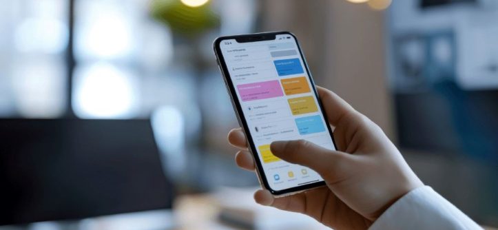 California business team using productivity apps on laptop and smartphone for task management and workflow efficiency.
